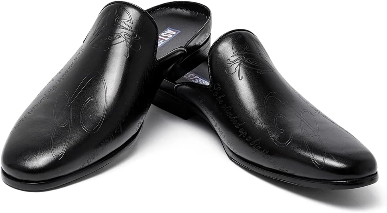 Santimon Mens Mules Dress Casaul Mens Tuexdo Business Slip-On Loafers Fashion Casual Slippers Wedding Prom Half Loafers Summer Shoes Open Sandals for Men