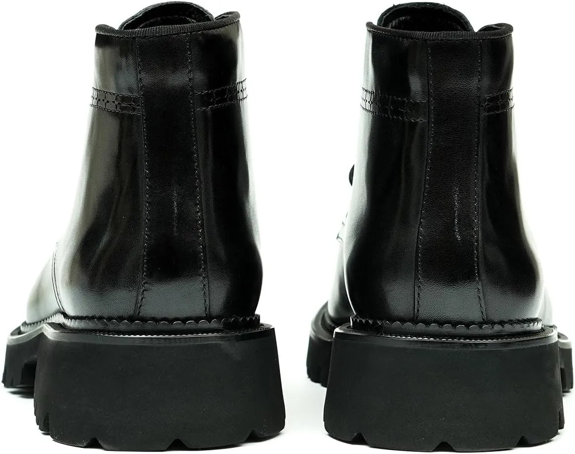 Santimon Men's Oxford Dress Formal Boots - Genuine Leather Brogue Lace-Up Chelsea Style Ankle Boots for Business, Prom Wedding & Formal Wear
