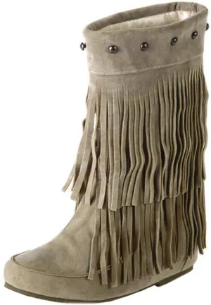 Scaoruki Classic Fringe Mid Women Boots Pull On Flat Winter Shoes