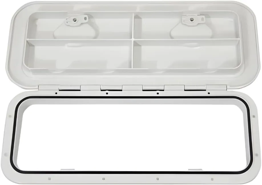 SEAFLO Marine Boat Deck Rectangular Access Hatch - White/Black, Lock and Key/Regular