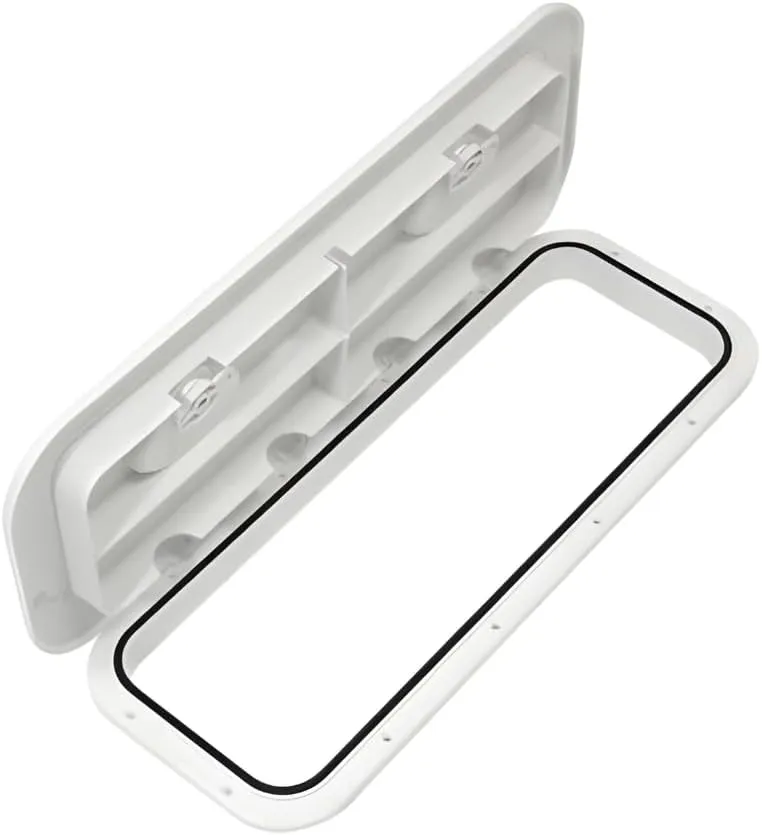 SEAFLO Marine Boat Deck Rectangular Access Hatch - White/Black, Lock and Key/Regular