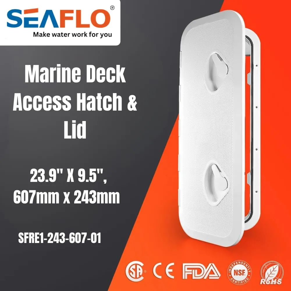 SEAFLO Marine Boat Deck Rectangular Access Hatch - White/Black, Lock and Key/Regular