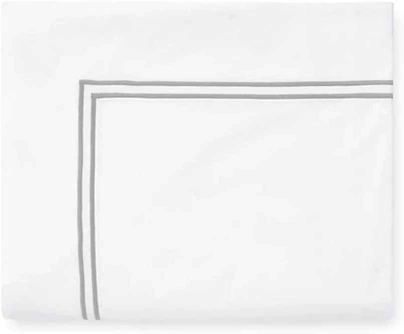 Sferra Grande Hotel King Flat Sheet 114X114 (White/Silver)