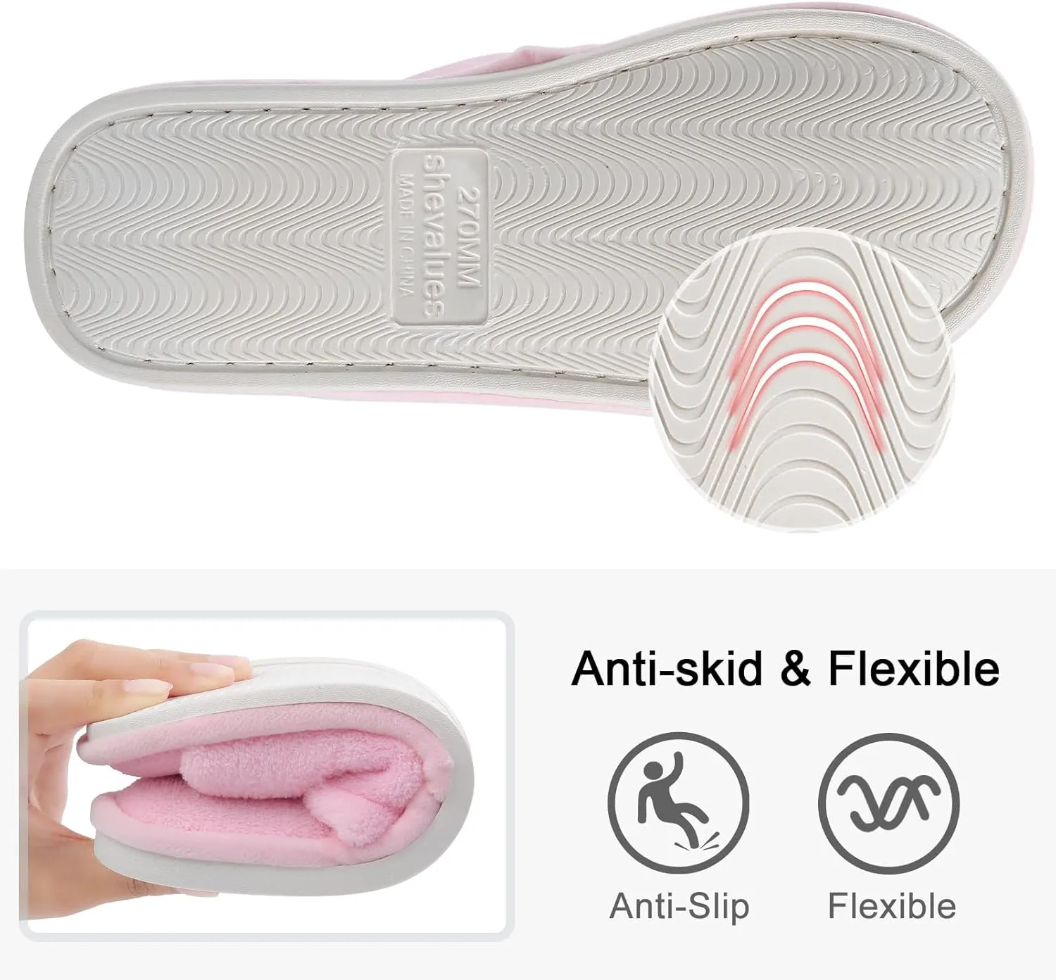 shevalues Terry Cloth Open Toe Slippers for Women Memory Foam Slip On House Slippers