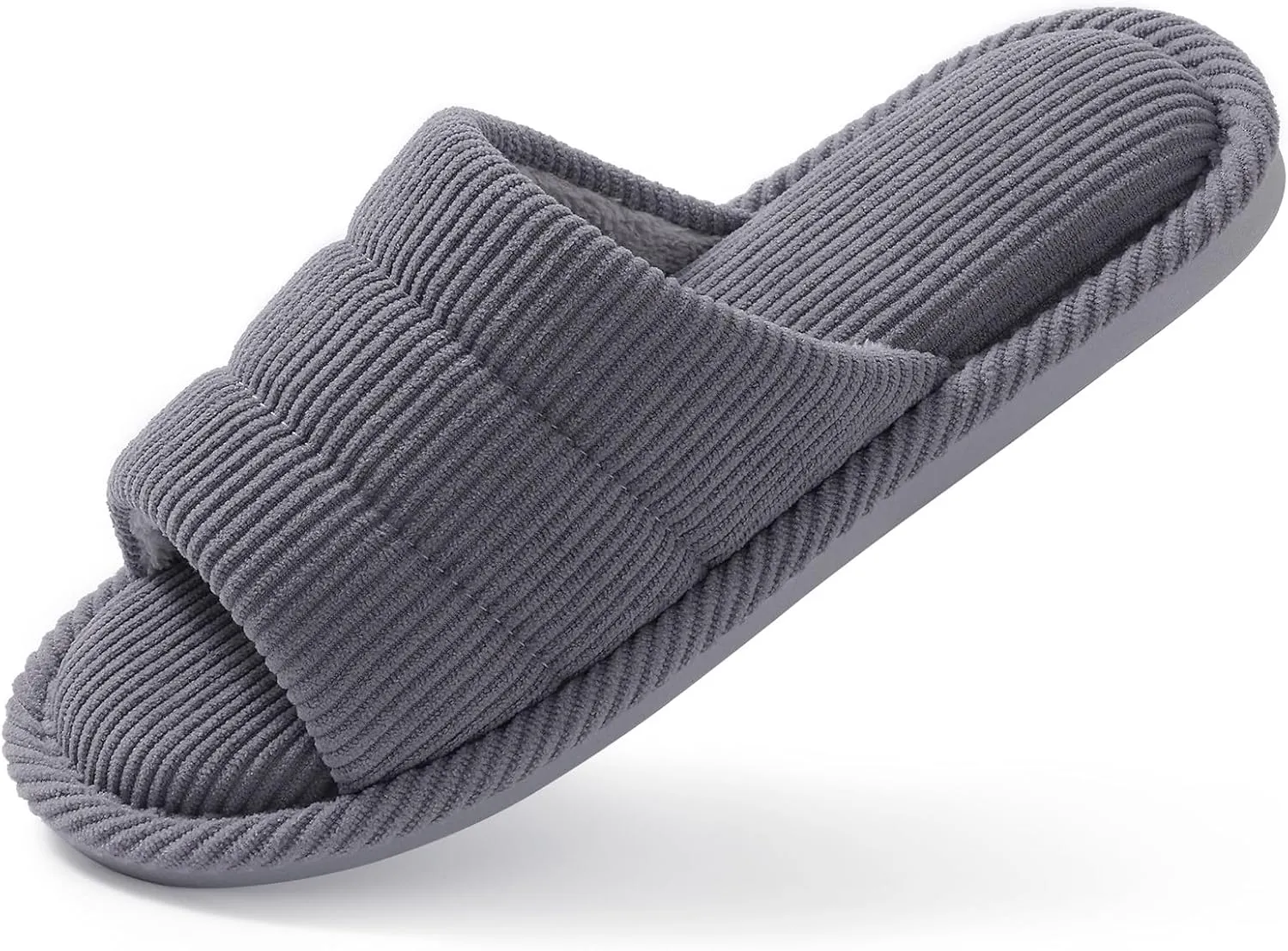 shevalues Terry Cloth Open Toe Slippers for Women Memory Foam Slip On House Slippers