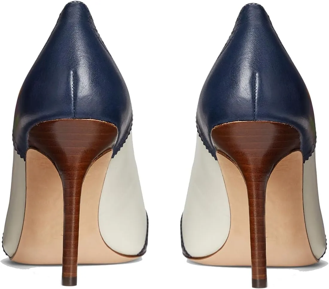 SHODENSE Women Pointed Toe Stiletto Heel Pumps Oxford Slip On High Heels Two Tone Perforated 4 inch Stiletto High Heels Pointy Closed Toe Dress Heels Wingtips Vintage Retro Sexy 4-11 M US