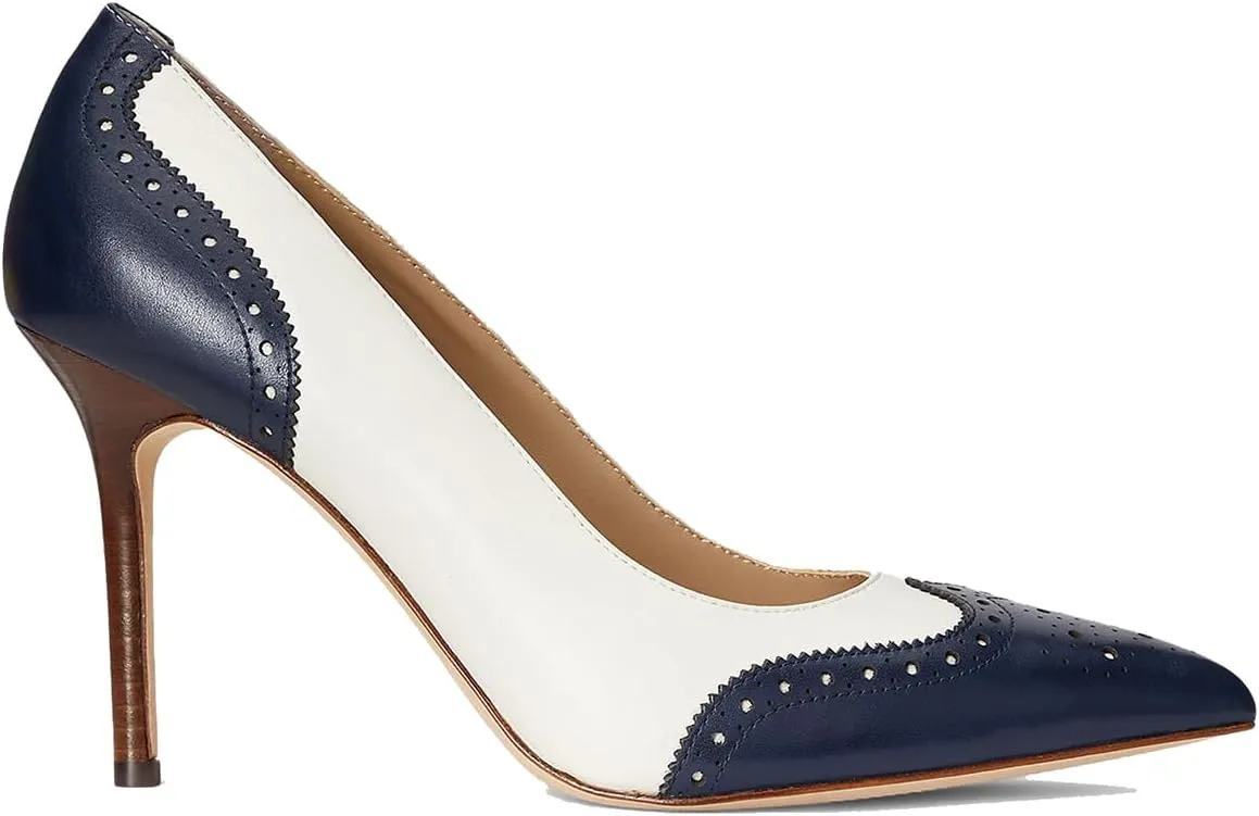 SHODENSE Women Pointed Toe Stiletto Heel Pumps Oxford Slip On High Heels Two Tone Perforated 4 inch Stiletto High Heels Pointy Closed Toe Dress Heels Wingtips Vintage Retro Sexy 4-11 M US