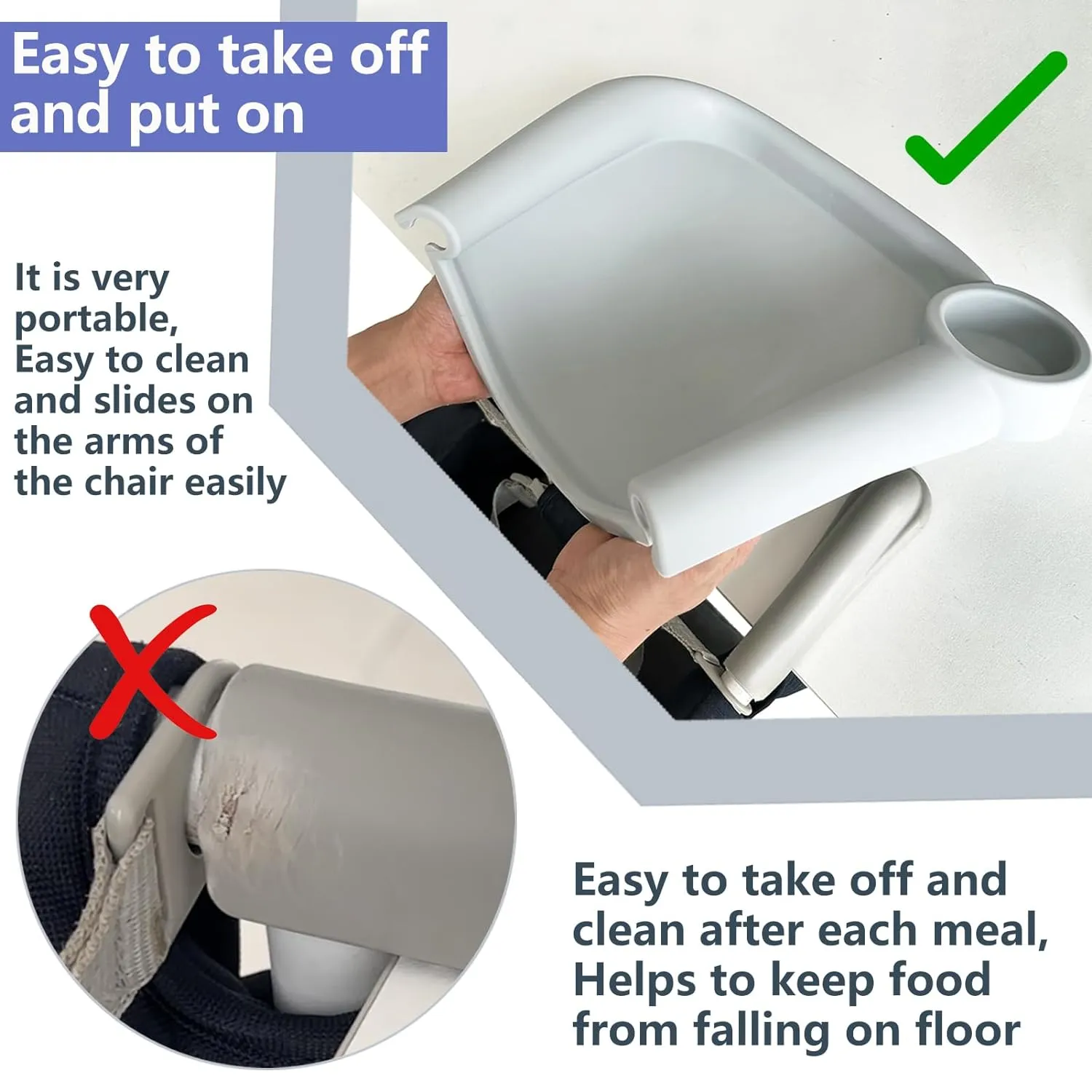 Silicone Baby Dining Tray Compatible with Inglesina Fast Table Chair & Other Hook-On High Chairs,Portable Clip-On Fast Table Chair Baby Tray, Dishwasher Safe & BPA Free (Upgraded White)