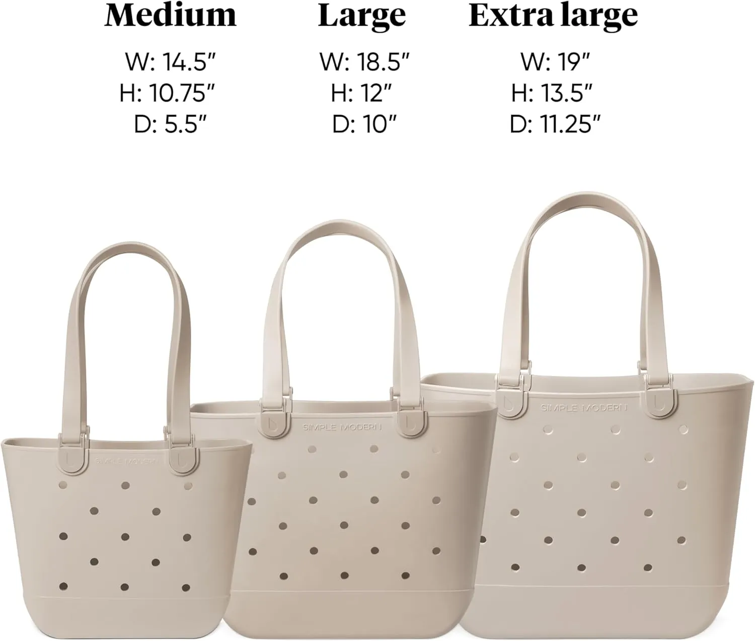 Simple Modern Large Beach Bag | Waterproof Getaway Rubber Tote with Zipper Pocket for Travel, Pool, Boat, Groceries, Sports | Cream