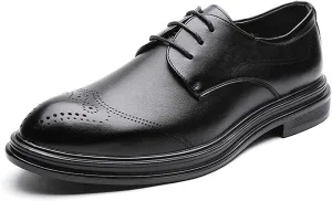 Single Season Dress Oxford Formal Shoes for Men Lace Up Brogue Embossed Wing Tip Round Burnished Toe Vegan Leather Anti-Slip Non Slip Resistant Classic Very Popular Among Young People