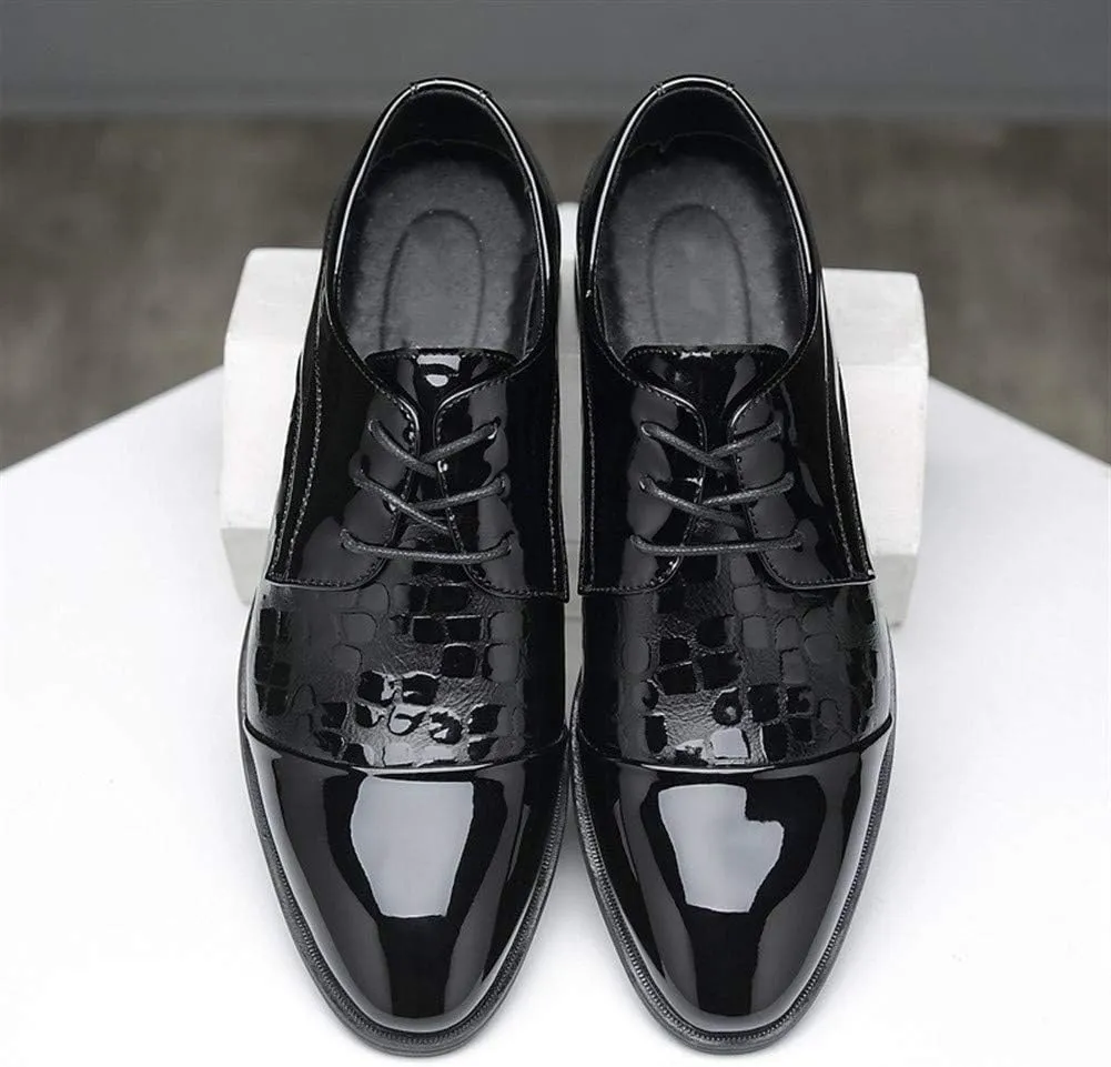 Single Season Oxford Dress Shoes for Men Lace Up Crocodile Embossed Cap Toe Shoes Vegan Leather Non Slip Resistant Anti-Slip Low Top Party Very Popular Among Young People