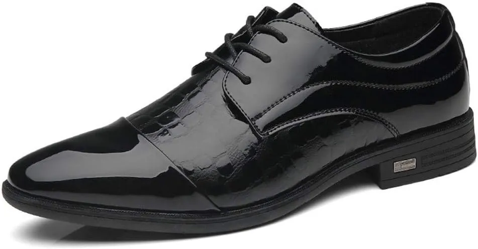 Single Season Oxford Dress Shoes for Men Lace Up Crocodile Embossed Cap Toe Shoes Vegan Leather Non Slip Resistant Anti-Slip Low Top Party Very Popular Among Young People