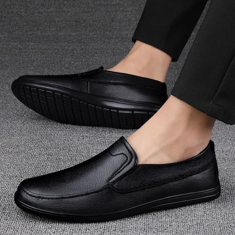 Slip-On Classic Business Pointed Toe Leather Shoes, Men's Luxury Dress Shoes Elegant Wedding Prom Non Slip Oxford Comfortable Fashion Genuine Leather Classic