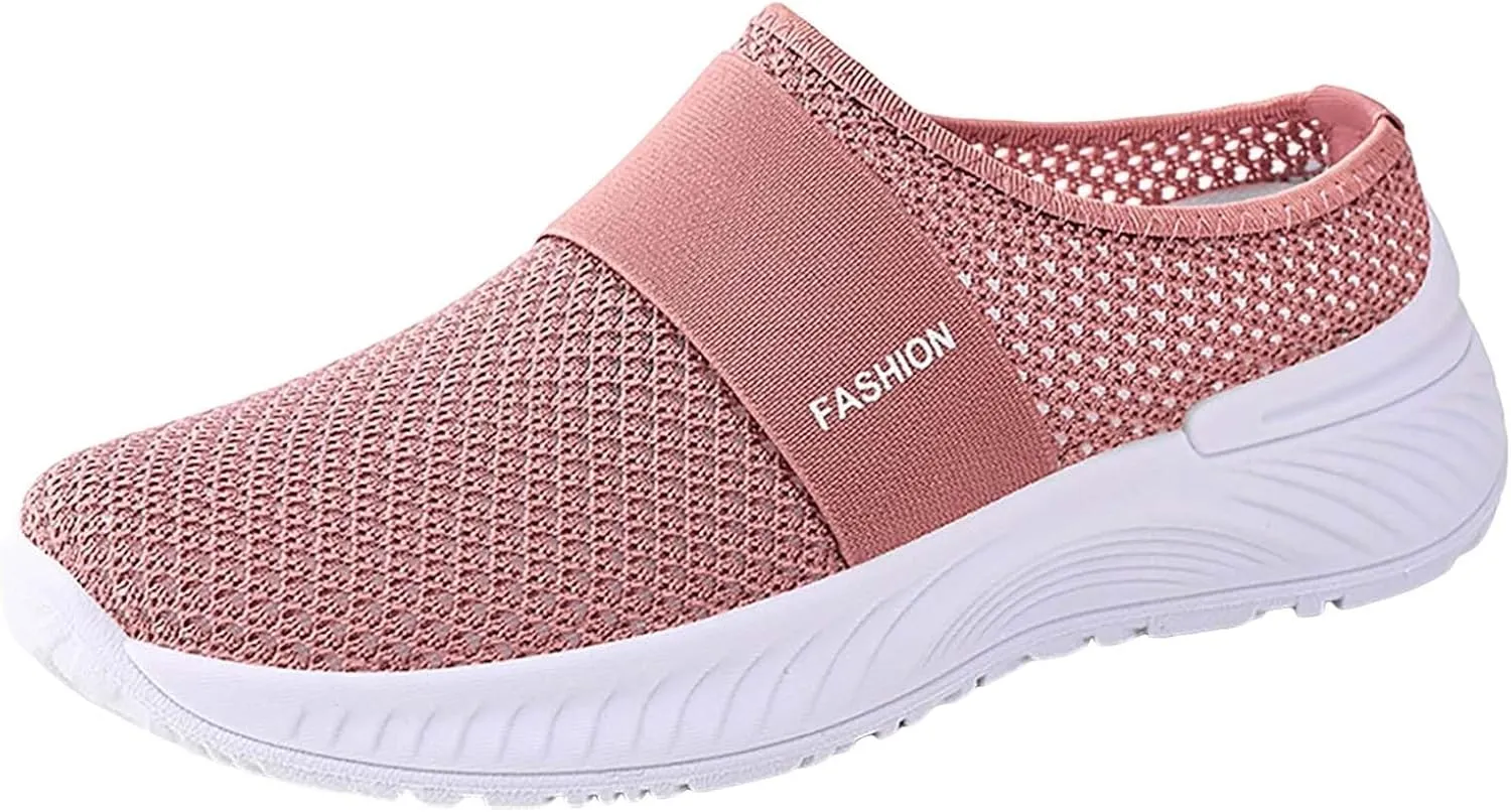 Slip On Sandals Women Comfortable Mesh Closed Toe Walking Orthopedic Shoes Breathable Wide Width Arch Support Shoes