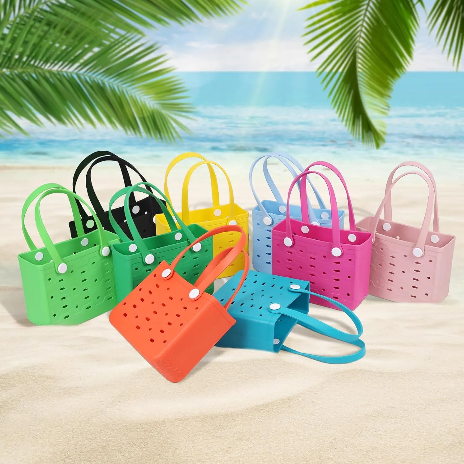 Small Rubber Beach Bag for adults & kids, Travel Tote Bag for the Beach Boat Pool