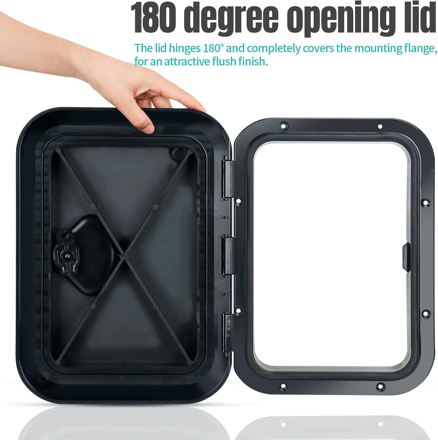 smartmarine Marine Deck Access Hatch 14" Black/White Rectangle Boat Hatch & Lid,Boat Deck Hatch Lids