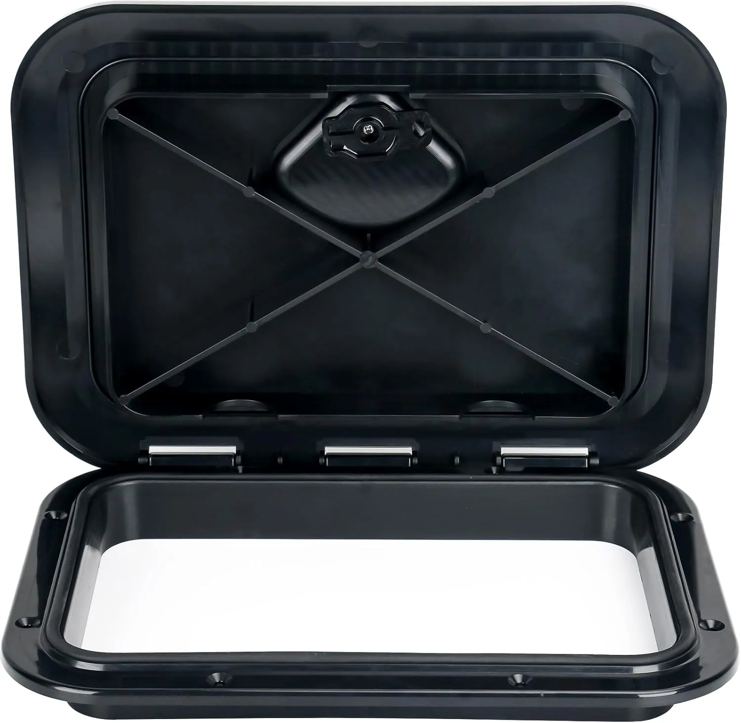 smartmarine Marine Deck Access Hatch 14" Black/White Rectangle Boat Hatch & Lid,Boat Deck Hatch Lids