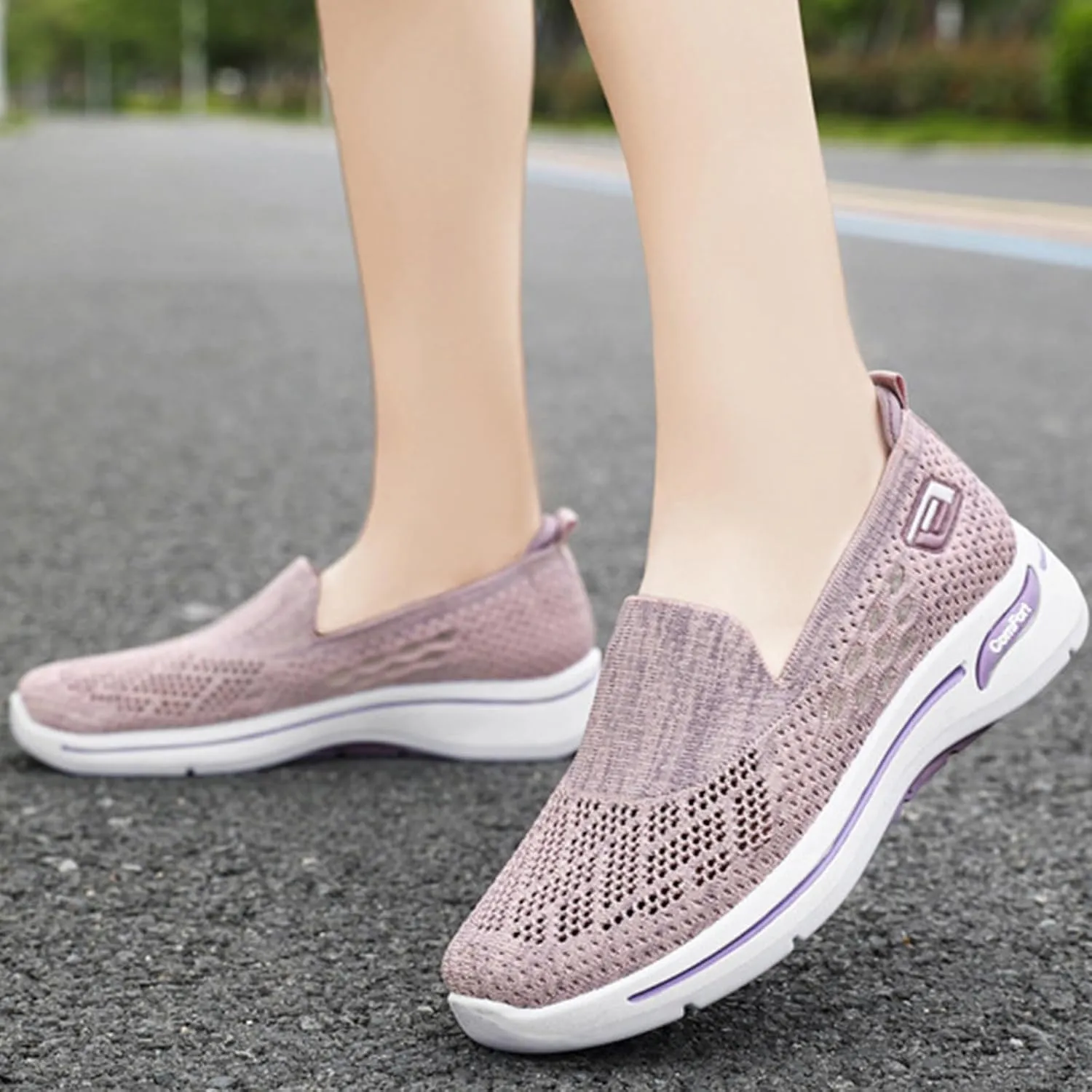 Sneakers for Women Diabetic Elderly Shoes Ladies Fashion Mary Jane Sneakers Mesh Breathable Walking Sneaker Summer Woven Hollow Out Orthopedic Soft Arch Support Walking Shoes