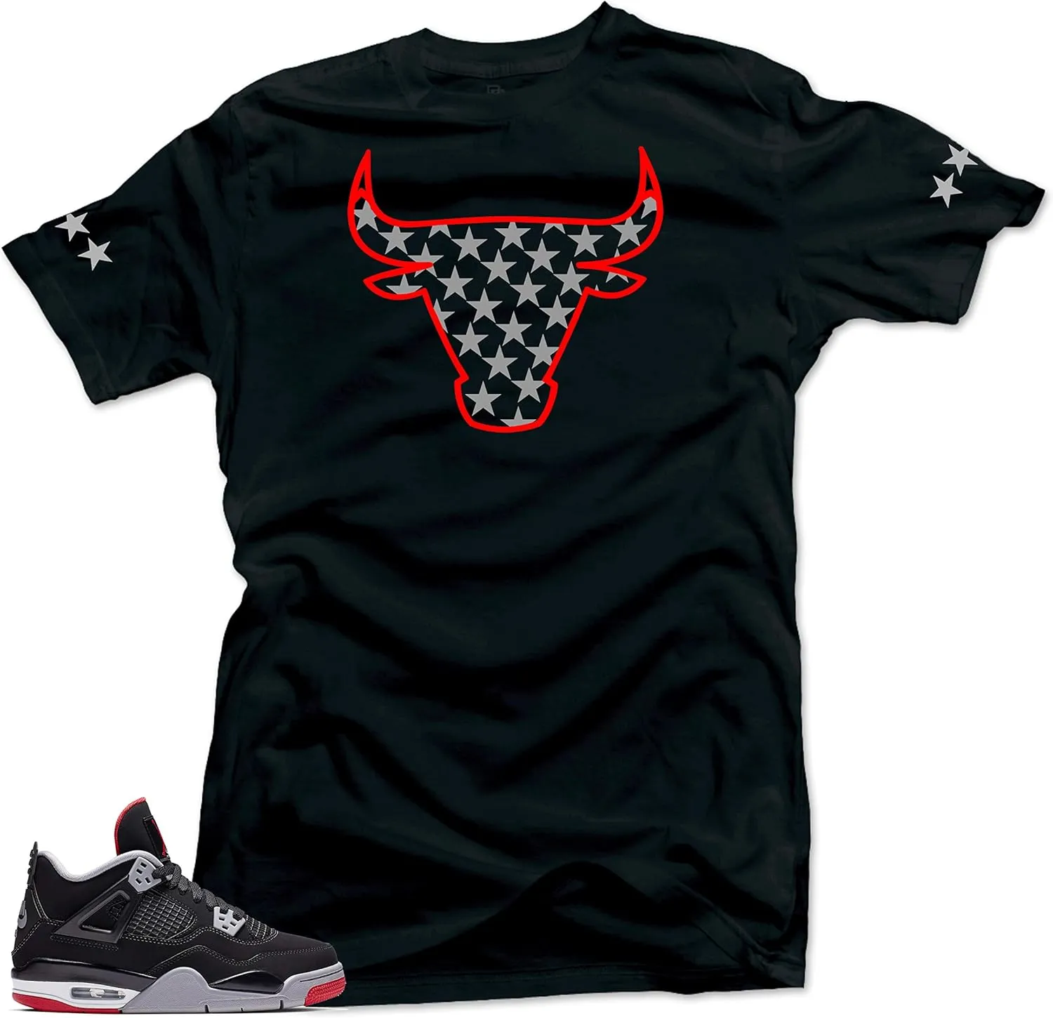SNELOS Shirt to Match Jordan 4 Bred Match Sneaker Tee