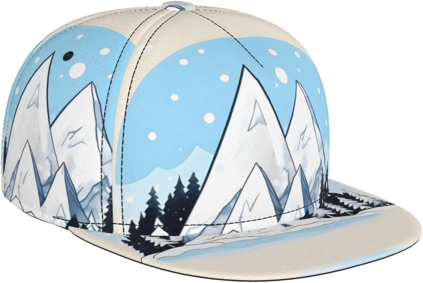 Snow-Capped Mountains Textile Prints Adult one Size fits All Baseball Cap, Classic Style for Both Men and Women