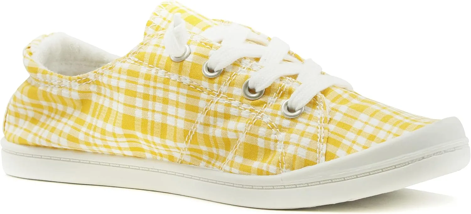 Soda Flat Women Shoes Linen Canvas Slip On Sneakers Lace Up Style Loafers Zig-S