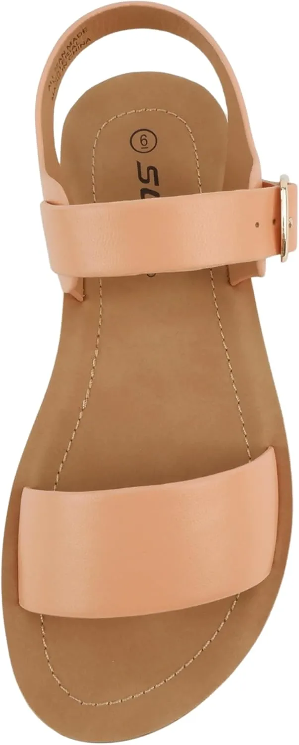 Soda PLENTY ~ Women's Strappy Ankle Wrap Buckle Fashion Flat Sandals