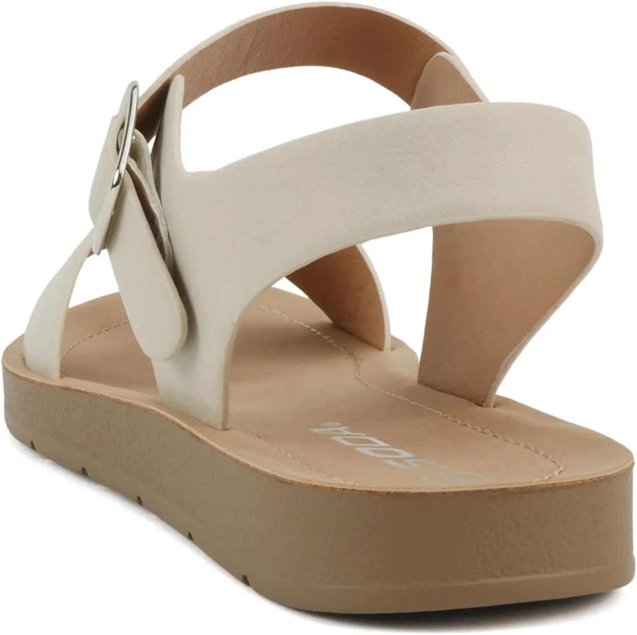 Soda PLENTY ~ Women's Strappy Ankle Wrap Buckle Fashion Flat Sandals
