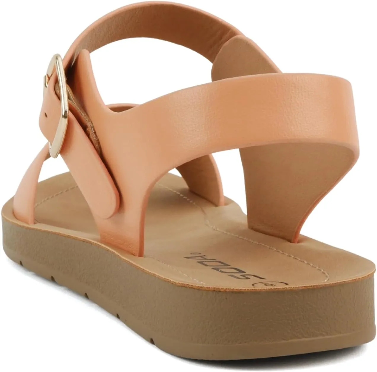 Soda PLENTY ~ Women's Strappy Ankle Wrap Buckle Fashion Flat Sandals