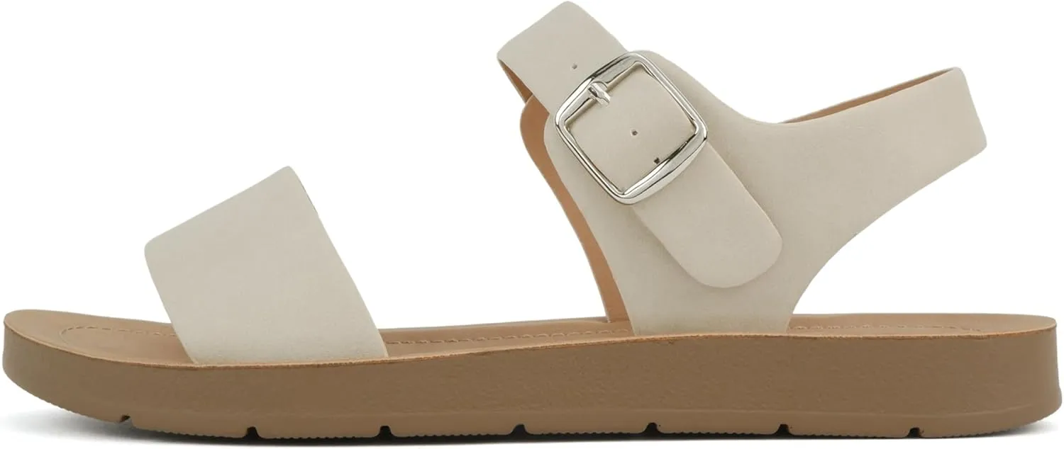 Soda PLENTY ~ Women's Strappy Ankle Wrap Buckle Fashion Flat Sandals