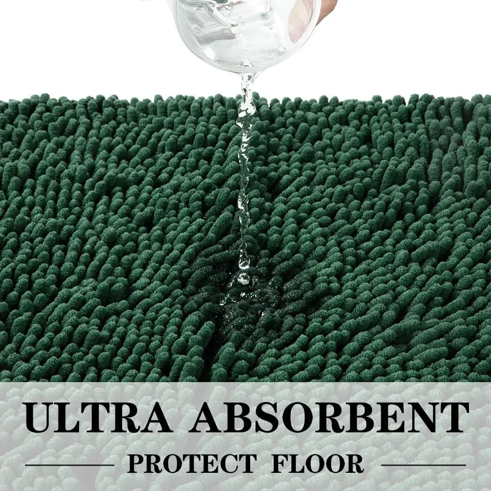 SONORO KATE Bathroom Rug,Non-Slip Bath Mat,Soft Cozy Shaggy Thick Bath Rugs for Bathroom,Plush Rugs for Bathtubs,Water Absorbent Rain Showers and Under The Sink (Green, 32"×20")
