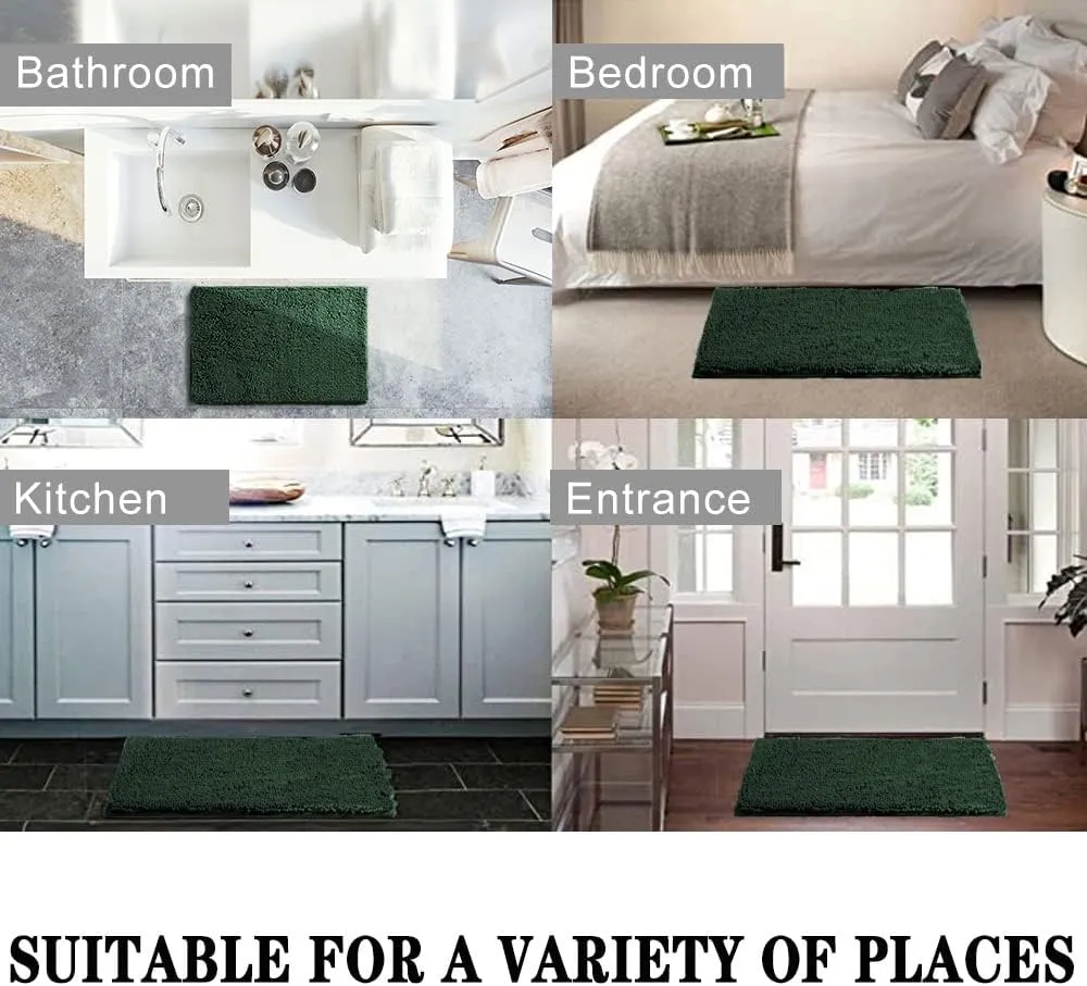 SONORO KATE Bathroom Rug,Non-Slip Bath Mat,Soft Cozy Shaggy Thick Bath Rugs for Bathroom,Plush Rugs for Bathtubs,Water Absorbent Rain Showers and Under The Sink (Green, 32"×20")