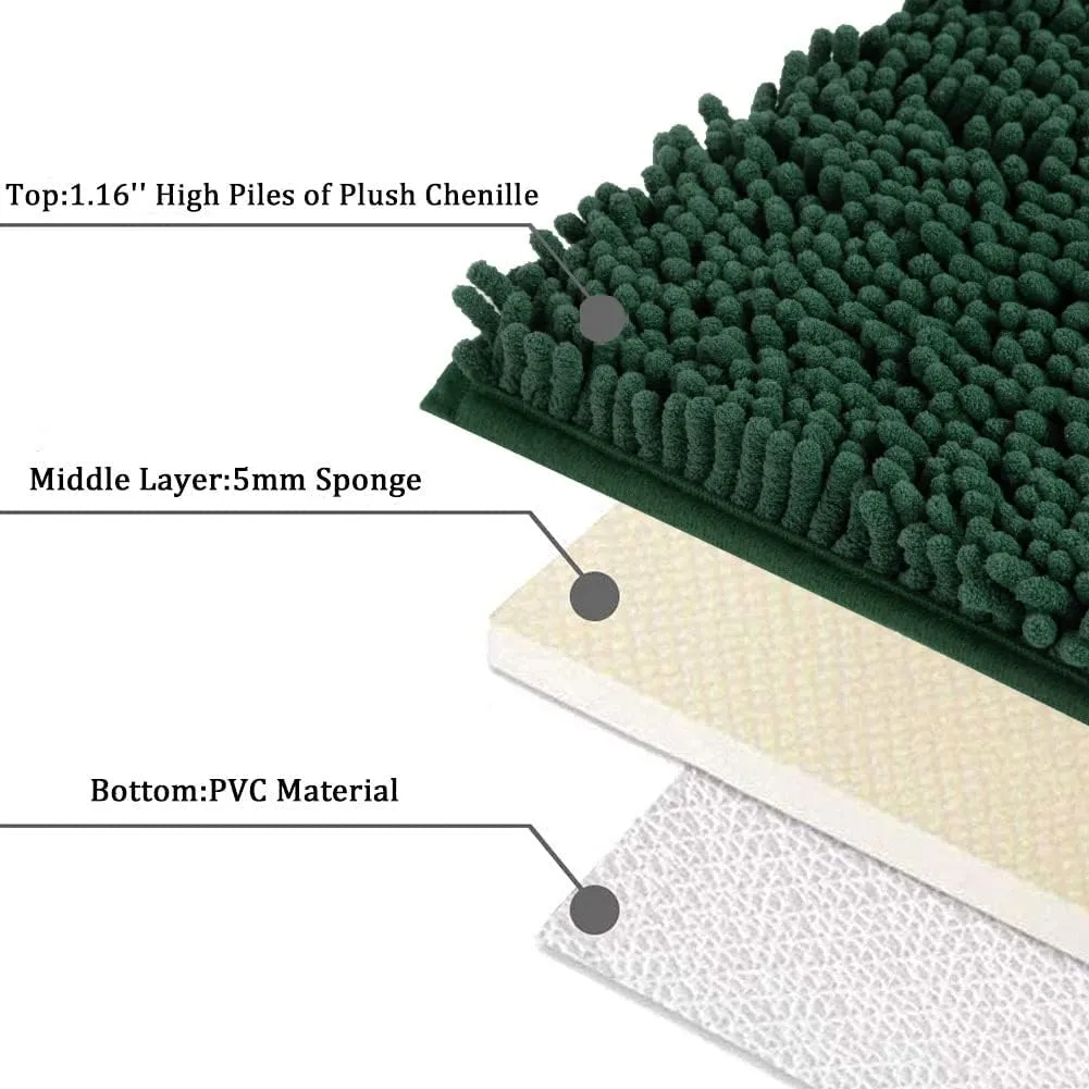 SONORO KATE Bathroom Rug,Non-Slip Bath Mat,Soft Cozy Shaggy Thick Bath Rugs for Bathroom,Plush Rugs for Bathtubs,Water Absorbent Rain Showers and Under The Sink (Green, 32"×20")