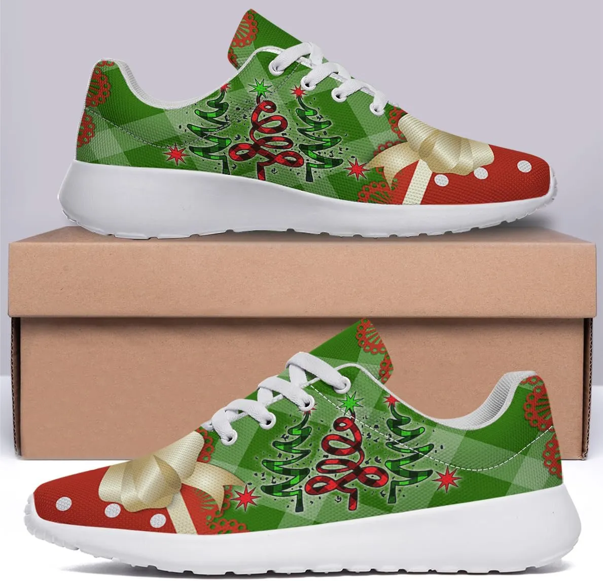 Sonzj-II Christmas Shoes Women Running Shoes Men Lightweight Walking Sneakers Mesh Athletic Sport Shoes
