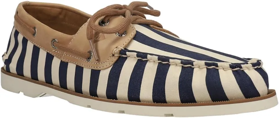 Sperry Mens Leeward 2-Eye Vintage Stripe Boat Casual Shoes - Beige