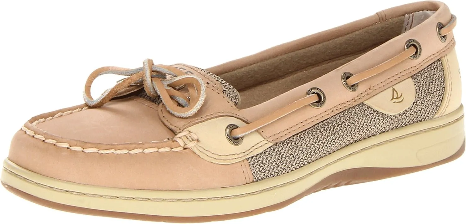 Sperry Womens Angelfish Boat Shoe, Linen/Oat, 8 Narrow