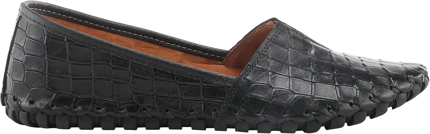 Spring Step Kathaleta-Croco Shoes for Women - Ladies Leather Booties with Rubber Outsole - Comfortable Slip-On Flat Shoes for Womens