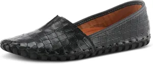 Spring Step Kathaleta-Croco Shoes for Women - Ladies Leather Booties with Rubber Outsole - Comfortable Slip-On Flat Shoes for Womens
