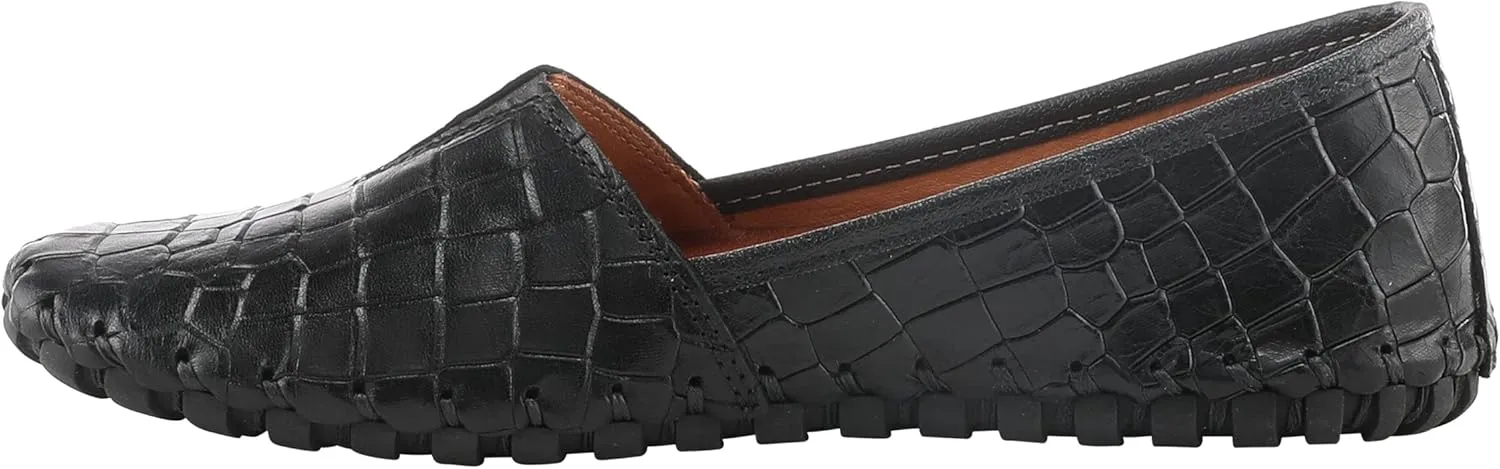 Spring Step Kathaleta-Croco Shoes for Women - Ladies Leather Booties with Rubber Outsole - Comfortable Slip-On Flat Shoes for Womens