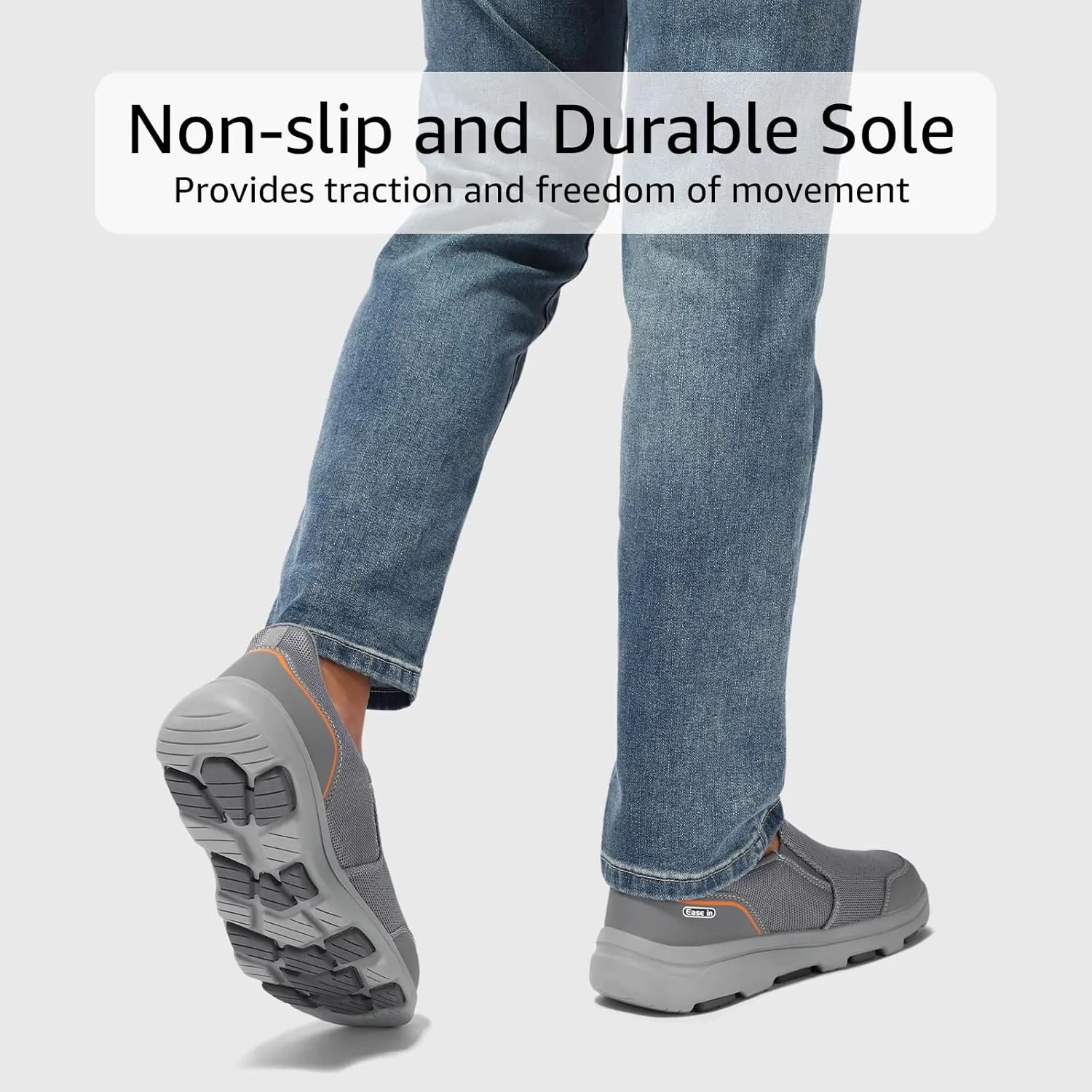 STQ Mens Orthopedic Shoes for Plantar Fasciitis, Comfortable Slip on Walking Shoes for Foot and Heel Pain Relief