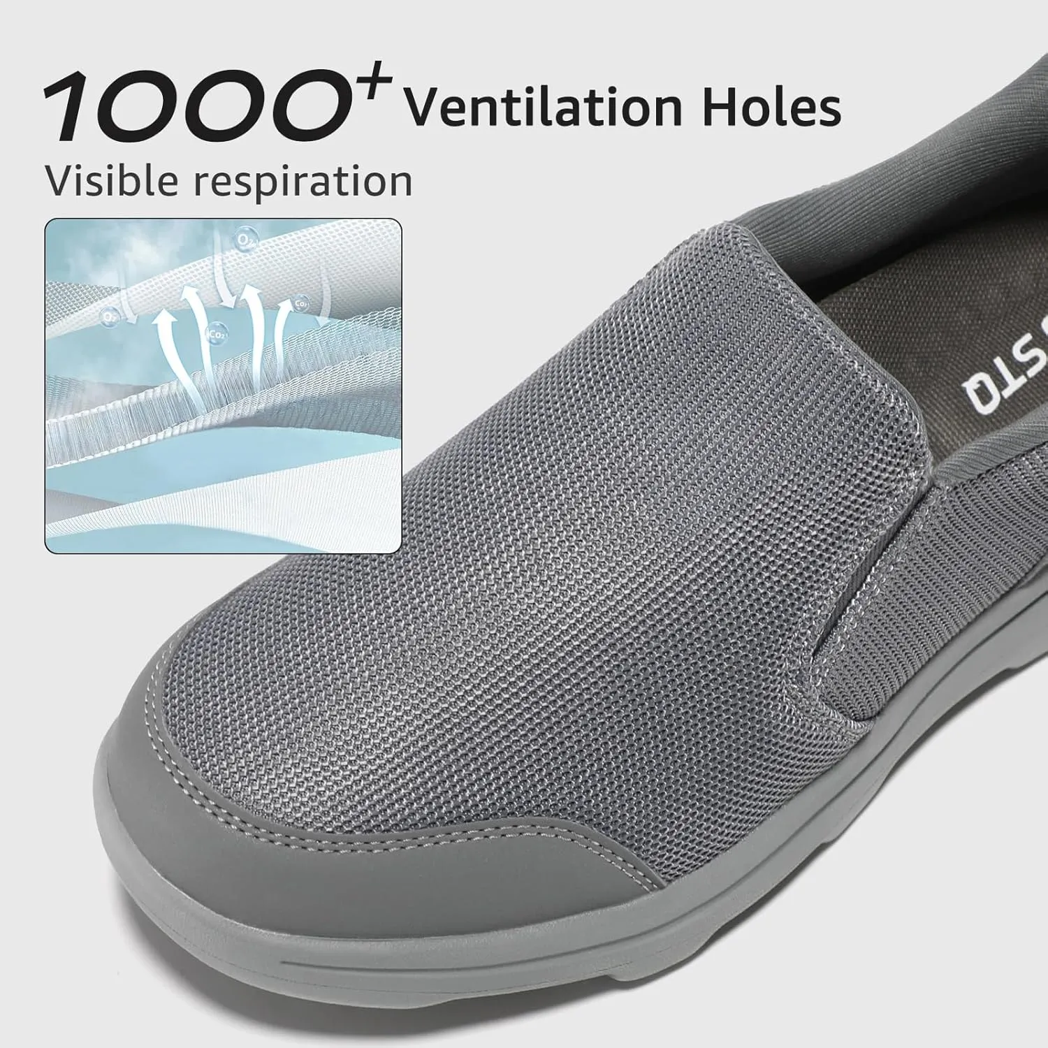 STQ Mens Orthopedic Shoes for Plantar Fasciitis, Comfortable Slip on Walking Shoes for Foot and Heel Pain Relief