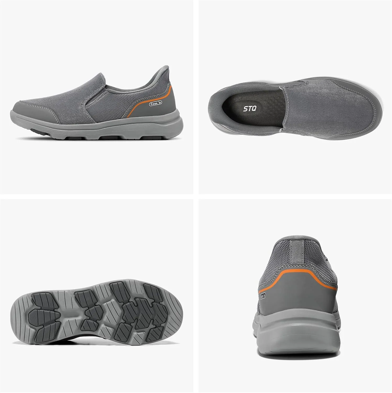 STQ Mens Orthopedic Shoes for Plantar Fasciitis, Comfortable Slip on Walking Shoes for Foot and Heel Pain Relief