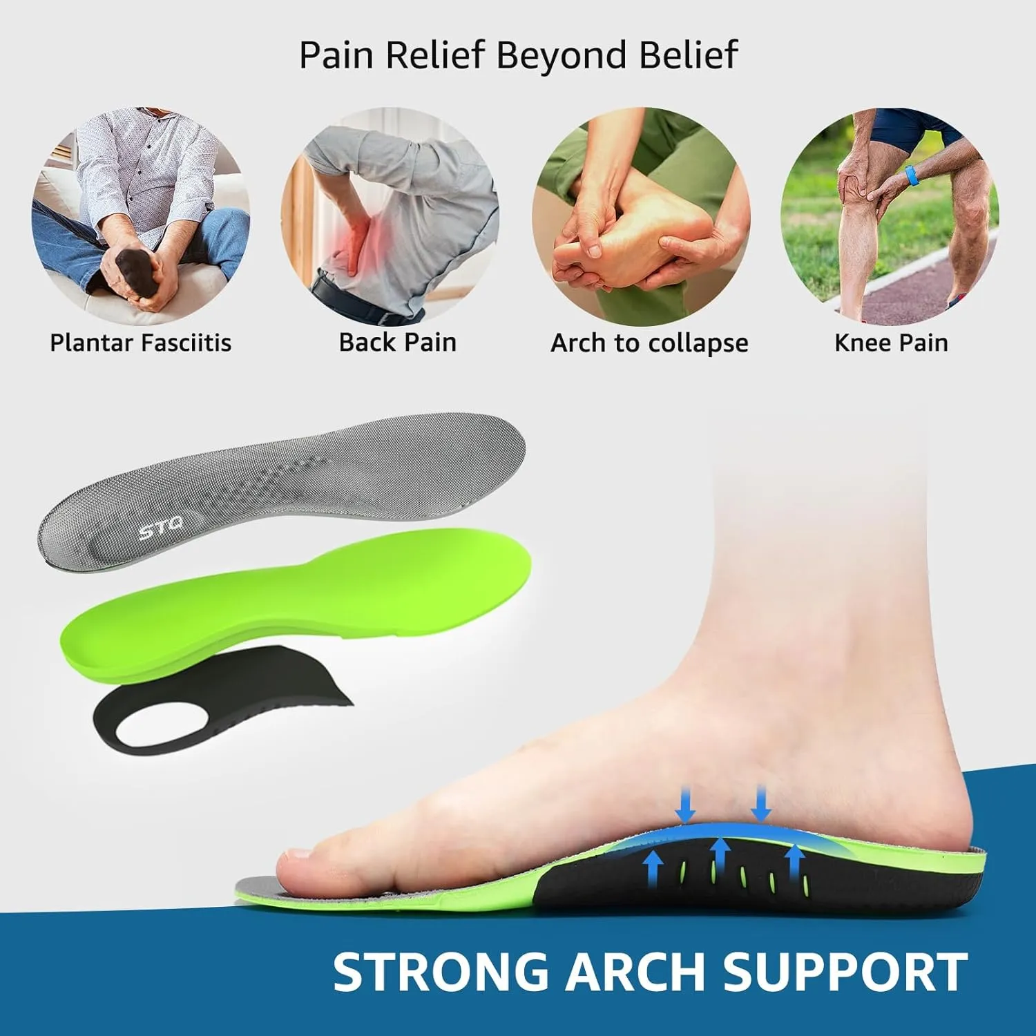 STQ Mens Orthopedic Shoes for Plantar Fasciitis, Comfortable Slip on Walking Shoes for Foot and Heel Pain Relief