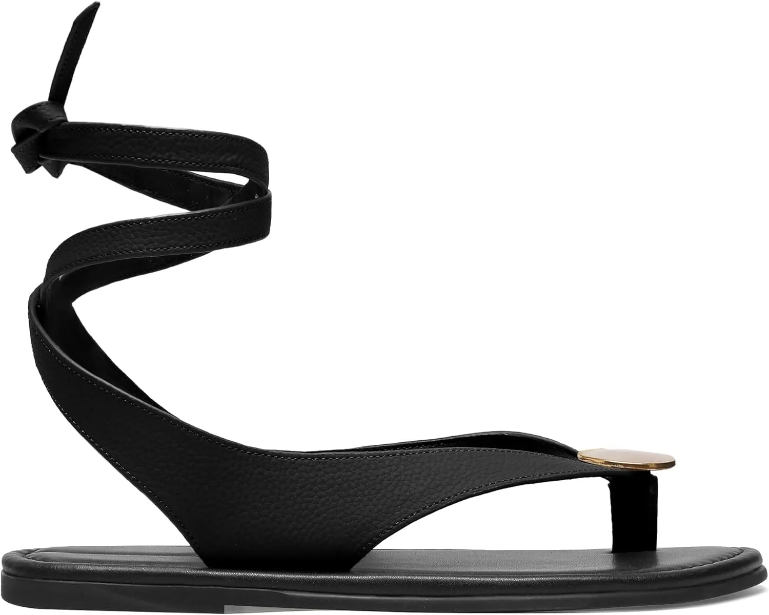 Strap Flip Flop Flat Sandals for Women with Metal Circular Ankle Strappy Ladies Fashion Cute Summer Thong Sandals Dressy.