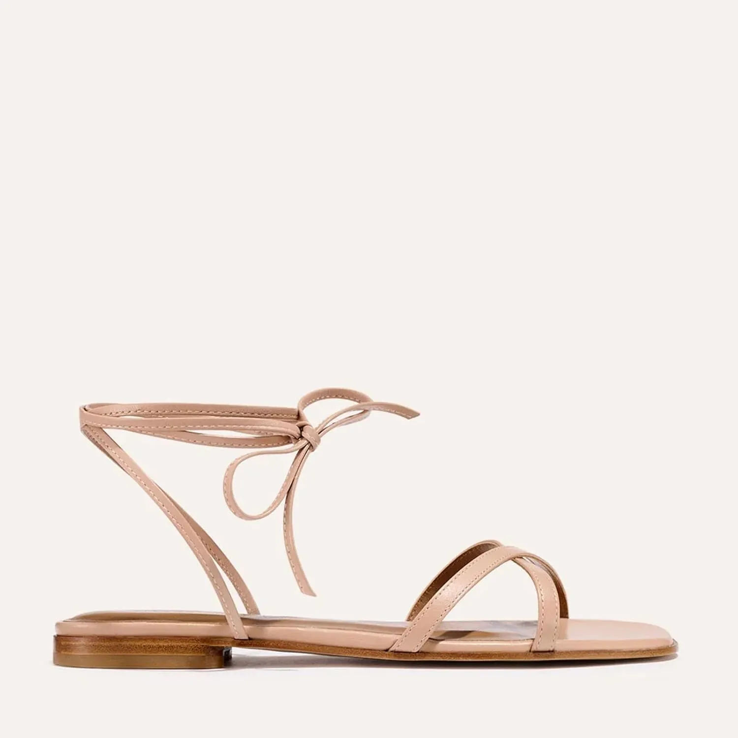 Strappy Flats Sandals for Women Leather Lace Up Flat Sandals Gladiator Square Toe Casual Beach Summer Shoes