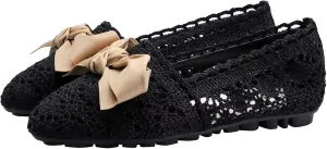 Stunner Women's Round Toe Flats Lace Hollow Breathable Slip on Flat Shoes