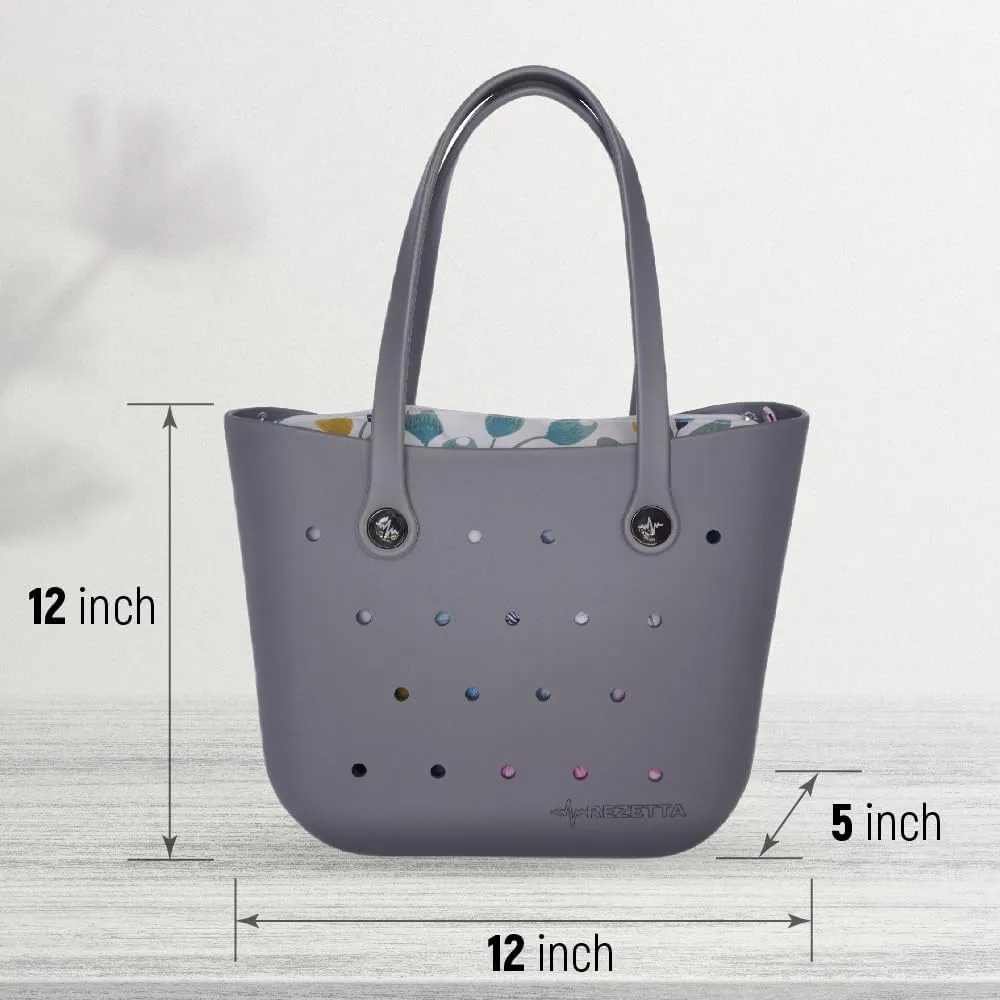 Stylish Medium EVA Rubber Shoulder Bag Tote Bag with inner for Sport Beach Pool Boat Shopping Gym