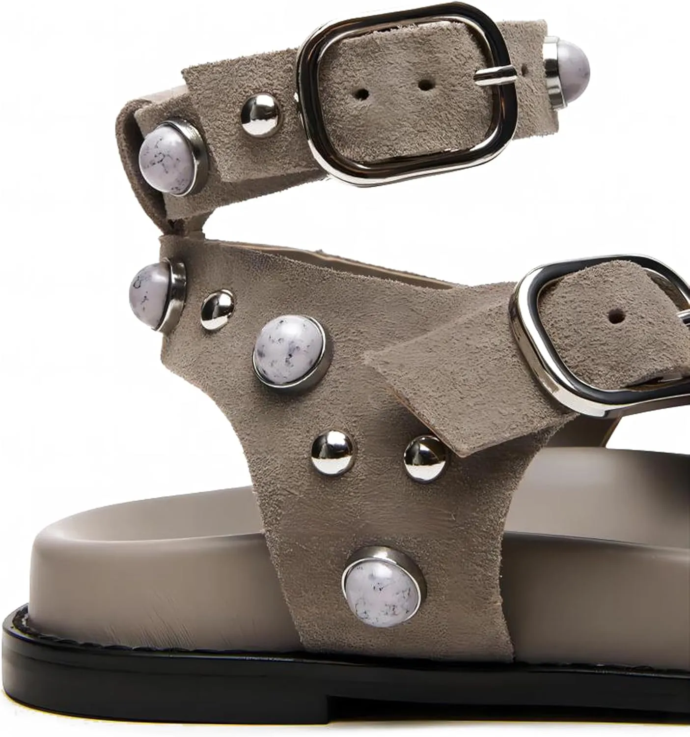 Summer Flat Sandals for Women Beaded Studded Strappy Boho Sandals Casual Beach Shoes Comfy Walking Party Dress Flip Flops Shoes