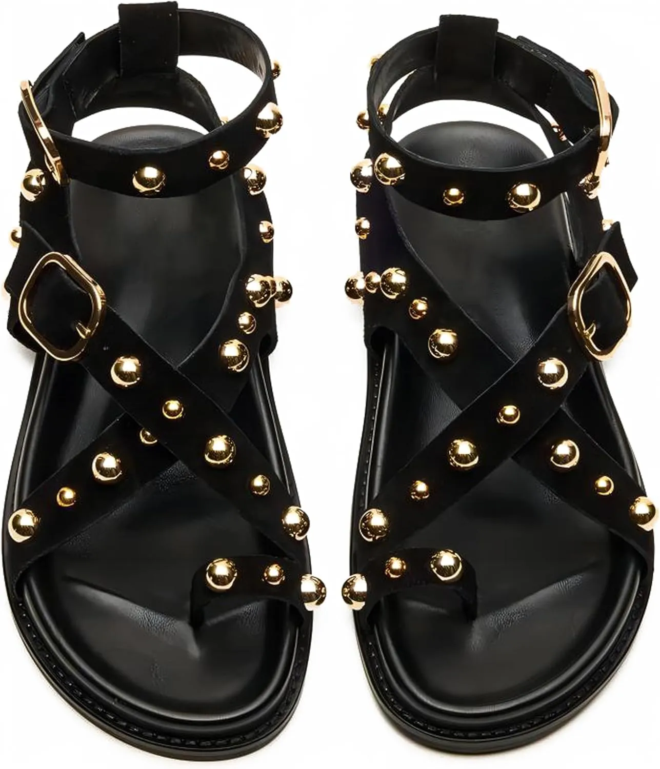 Summer Flat Sandals for Women Beaded Studded Strappy Boho Sandals Casual Beach Shoes Comfy Walking Party Dress Flip Flops Shoes