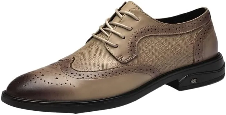 Summer Men Business Shoes, Comfortable Carved Brogue Leather Shoes, Luxury Men Monk