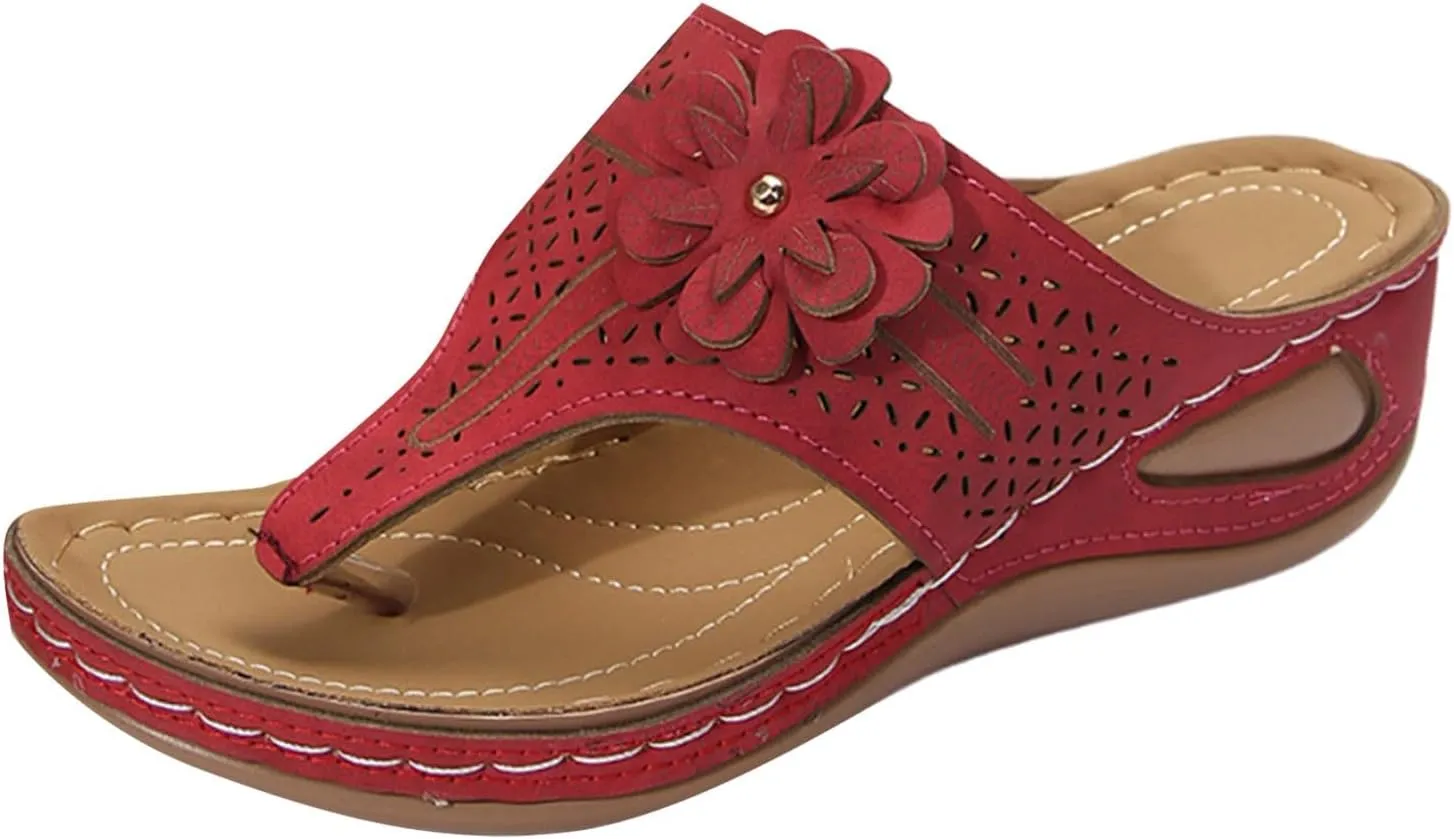 Summer Sandals for Women 2025 Dressy Orthopedic Flip Flops Comfortable Sandal with Arch Support Orthotic Wedge Walking Slippers Anti-Slip Breathable Beach Slides Shoes